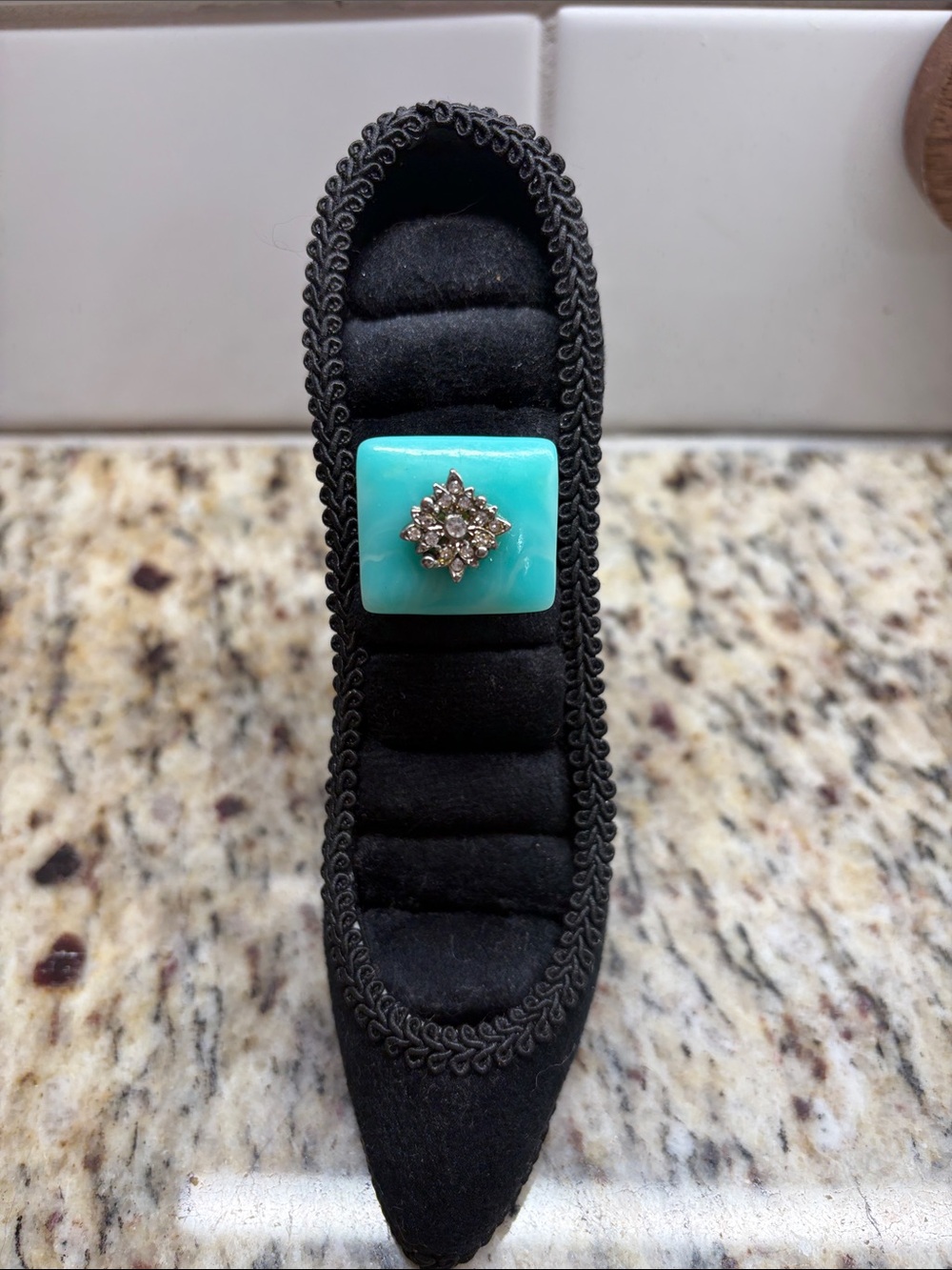 Turquoise Square Statement Ring with Crystal Accent